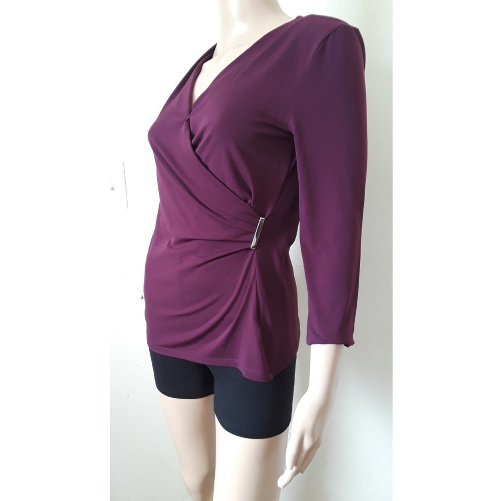 Missy Long Sleeve Plum Draped Top